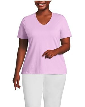 Lands' End Plus Size Relaxed Supima Cotton V-neck T-shirt - White