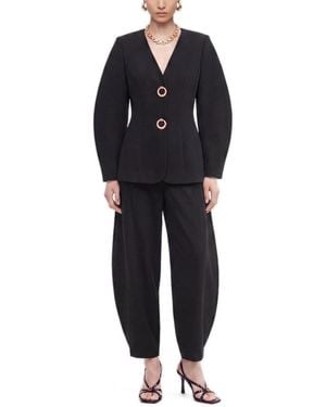 Nocturne Ring Button Wrap Front Jacket - Black