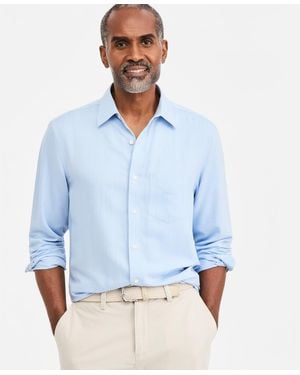 Club Room Solid Silk Blend Long-sleeve Shirt - Blue