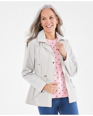 Style & Co. Petite Hooded Anorak - White