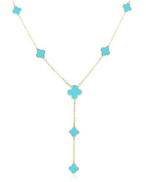 The Lovery Clover Station Lariat Necklace 14k Gold - Blue