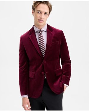 BOSS Hugo By Slim-fit Solid Velvet Sport Coat - Red