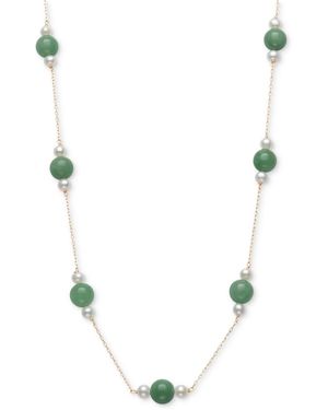 Macy's Dyed Green Jade & Cultured Freshwater Pearl (4-5mm - White