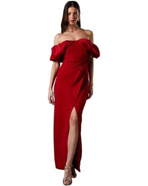 Coast Volume Sleeve Corset Column Maxi Dress - Red