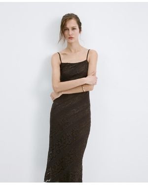 Mango Semi-transparent Lace Long Dress - White