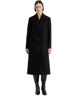 NVLT Faux Wool Longline Single Breasted Coat - Black
