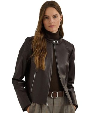 Ralph Lauren Lambskin Moto Jacket - Black