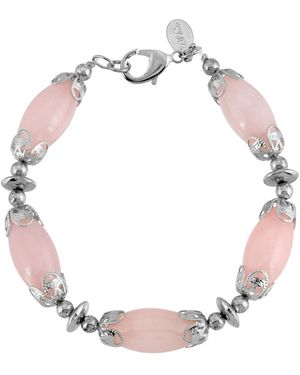 2028 Silver-tone Semi Precious Bead Bracelet - Pink