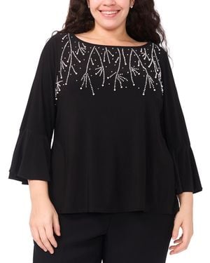 Msk Plus Size Boat Neck Faraj Top - Black