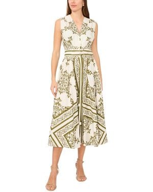 Cece Sleeveless V-neck Buckle Trim Midi Dress - Green