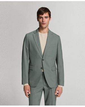 Mango Turin Wool Suit Blazer - Green