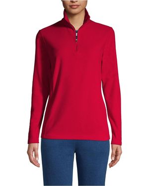 Lands' End Anyweather Fleece Quarter Zip Pullover - Red