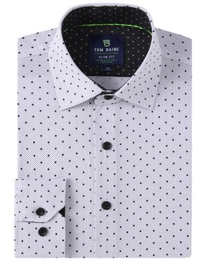 Tom Baine Slim Fit Performance Long Sleeve Geometric Dress Shirt - Blue
