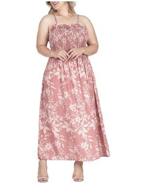 Standards & Practices Plus Size Layla Floral Smocked-bodice Maxi Dress - Pink