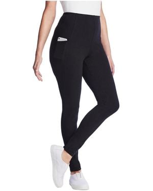 Woman Within Within Tall Stretch-cotton Knit Pull-on Pocket leggings - Blue