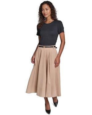 KARL LAGERFELD Belted Jersey Midi Dress - Brown