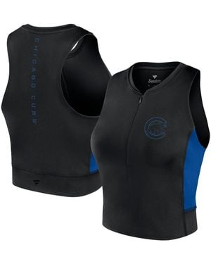 Fanatics Chicago Cubs Studio Half-zip Fitted Gym Tank Top - Blue