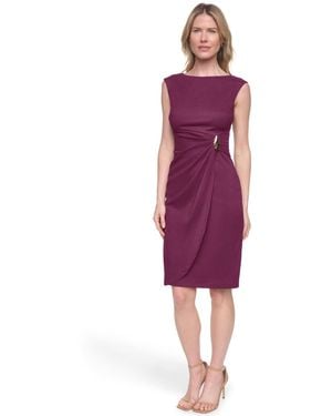 Jessica Howard Petite Boat Neck Cap-sleeve Dress - Purple