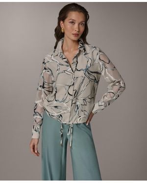 Donna Karan Long-sleeve Printed Shirt - Gray