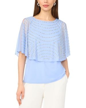 Msk Split Cape Overlay Top - Blue