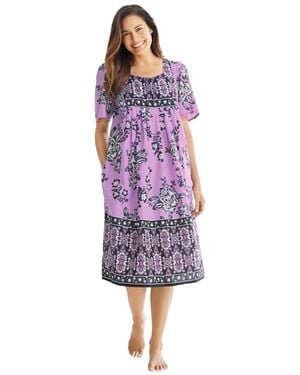 Only Neccessities Plus Size Only Necessities Mixed Print Short Lounger - Purple
