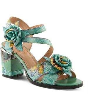 L'ARTISTE Spring Step Flowerpower Strappy Sandal - Green