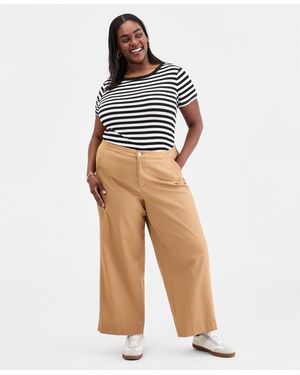 On 34th Trendy Plus Size Stretchy-waist Wide-leg Pants - Multicolor
