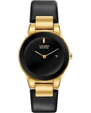 Citizen Axiom Goldtone Stainless Steel & Leather-strap Watch - Black