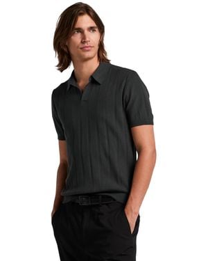 Perry Ellis Johnny Collar Stripe Polo Shirt - Black