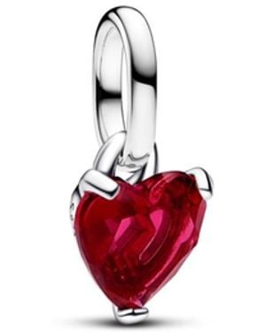 PANDORA Broken Heart Red Crystal Dangle Charms