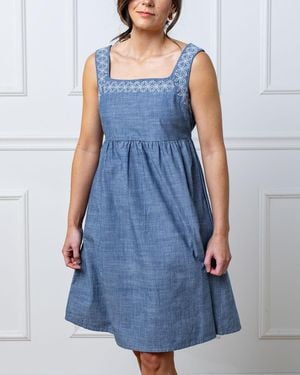 Hope & Henry Organic Sleeveless Chambray Dress - Blue