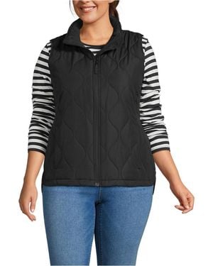 Lands' End Plus Size Featherfree Onion Quilted Insulated Vest - Black