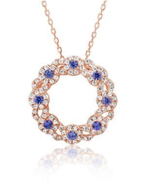 SUZY LEVIAN NEW YORK Suzy Levian Sterling Silver Sapphire & Created White Sapphire Crossing Circle Necklace