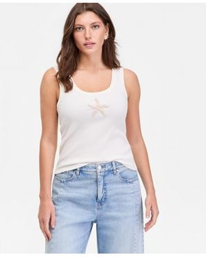On 34th Scoop-neck Starfish Crochet Tank Top - Blue