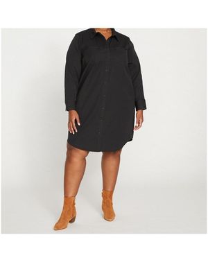 UNIVERSAL STANDARD Kelly Stretch Cotton Twill Shirtdress - Black