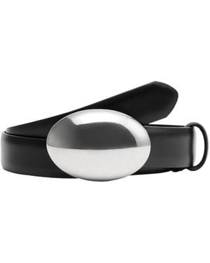 Mango Leather Oval-buckle Belt - Black