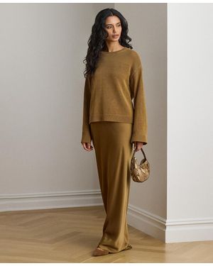 Ralph Lauren A-line Charmeuse Maxi Skirt - Natural