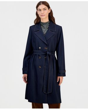 Tahari Denim Trench Coat - Blue
