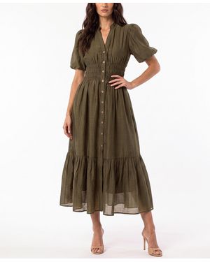 Taylor Puff-sleeve Shirtdress - Brown