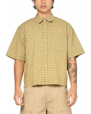 carre Checkered Boxy Button Up Shirt - Yellow