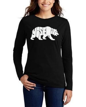LA Pop Art Yosemite Bear Word Art Flowy T-shirt - Black
