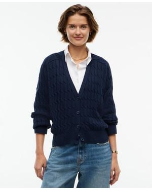 Tommy Hilfiger Oversized Cable-knit V-neck Cardigan - Blue