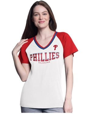 G-III 4Her by Carl Banks Â White/red Philadelphia Phillies Ball Park Raglan V-neck T-shirt