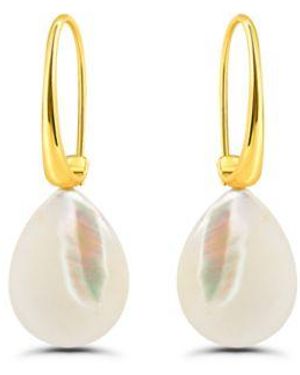 Macy's Macys Gold Plated Genuine Stone Teardrop Hardwire Fishhook Drop Earrings - Metallic