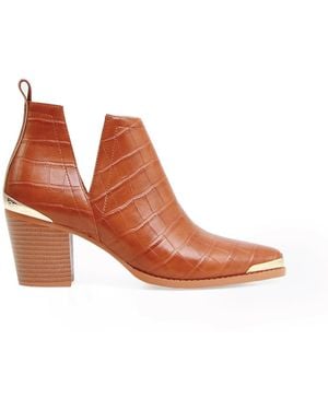 Belle & Bloom Austin Croc Embossed Ankle Boot - Brown