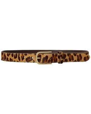 Ralph Lauren Leopard Print Leather Skinny Belt - Brown