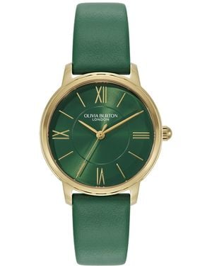 Olivia Burton Westbourne Leather Strap Watch - Green