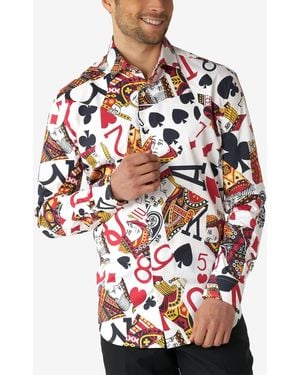 Opposuits King Of Clubs Poker Casino Dress Shirt - Red