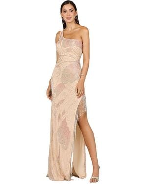 Lara One Shoulder Beaded Gown - Natural