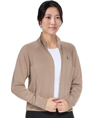 Skechers Cozy Luxe Full-zip Mock-neck Jacket - Natural